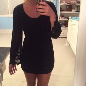 Black lace sleeve dress