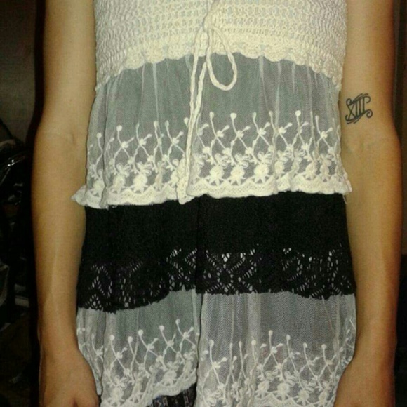 Layered crochet tank.