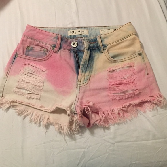 Multi-Colored High Rise Denim Shorts - Picture 1 of 2