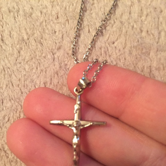 14k White Gold Cross and Chain SOLD