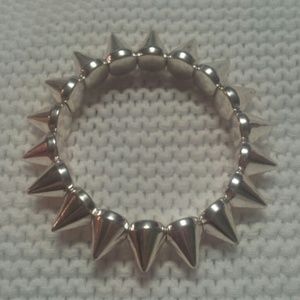 Silver spike accessory bracelet.