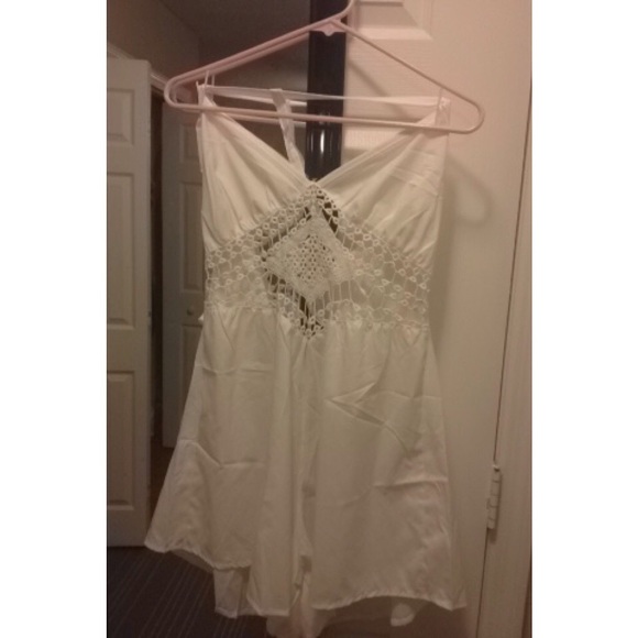 Cutout crochet stitching white romper