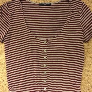 Brandy striped red and gray crop top