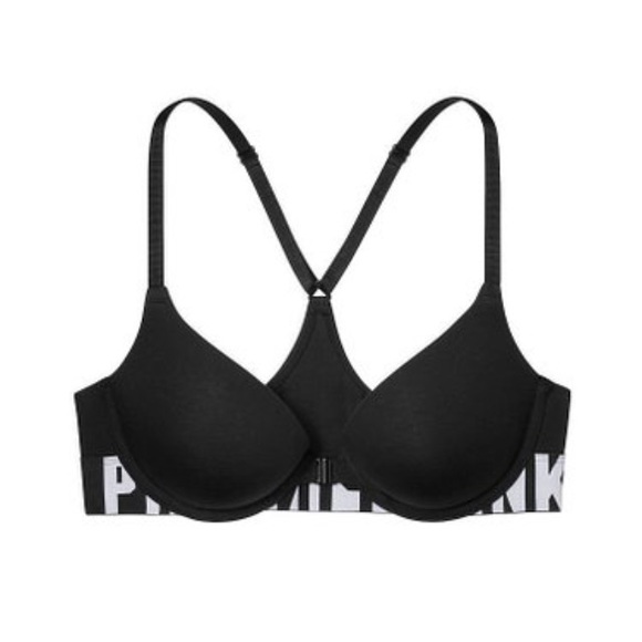 black logo racerback push-up bra