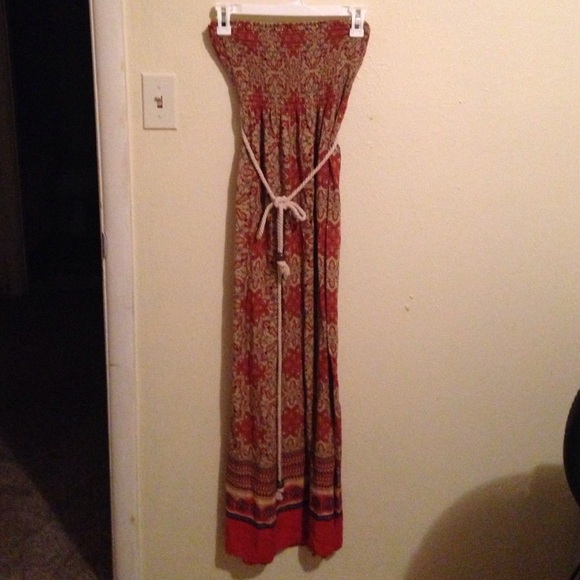 Boho strapless maxi