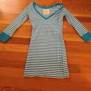 Blue and white striped long sleeve top