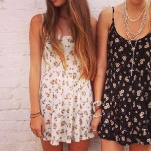 White sunflower spaghetti strapped dress