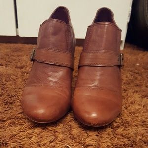vintage leather heeled booties