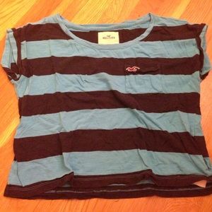 Navy blue and light blue striped tshirt