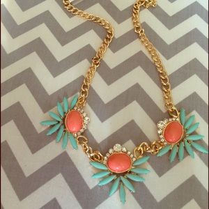 Coral/turquoise Statement Necklace