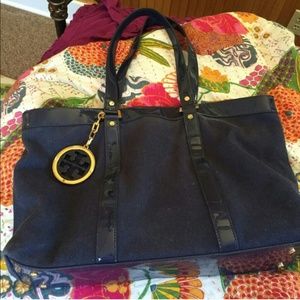 Tory Burch Navy Blue Canvas Tote