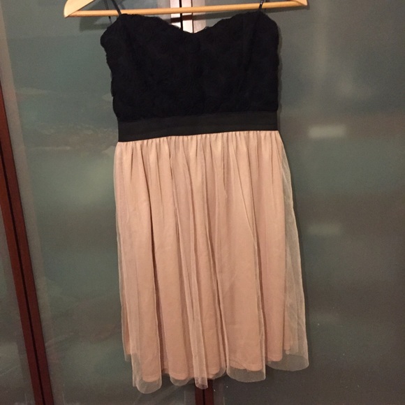 Strapless black and light pink dress