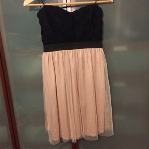 Strapless black and light pink dress