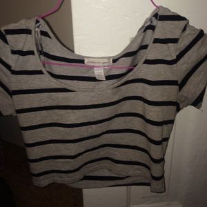 Gray with black stripes crop top