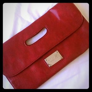Nine West Red Snakeskin Clutch