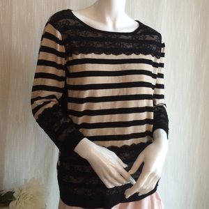 The Limited Lightweight Striped Sweater with Lace