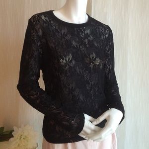 New York & Company Black Lace Top