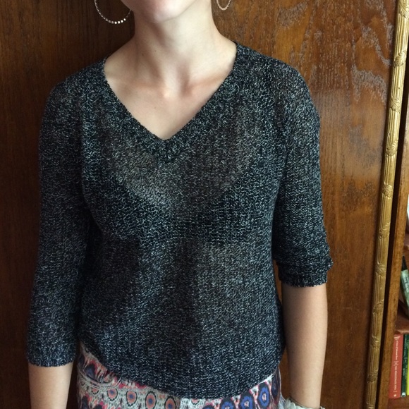Black and White Speckled Knitted Sweater