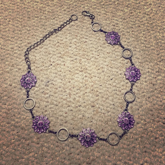 Rhinestone Flower Chain Link Belt