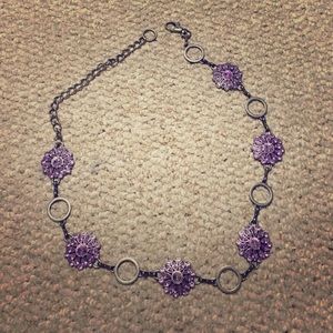 Rhinestone Flower Chain Link Belt