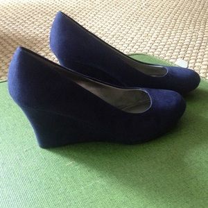 Navy Blue Suede Wedges - NEW!