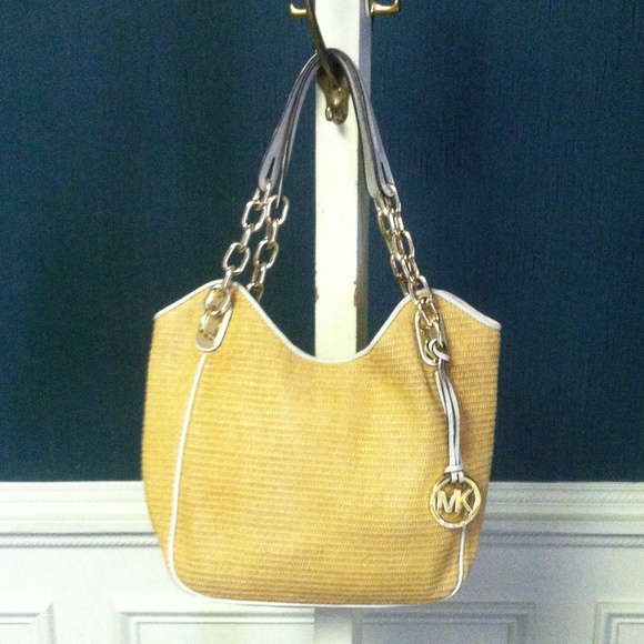 Michael Kors straw and leather shoulder bag - Picture 1 of 4