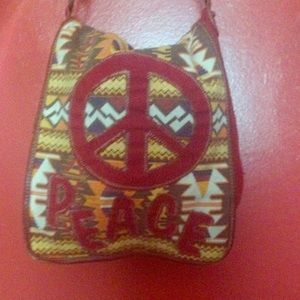 Peace sign messenger bag.