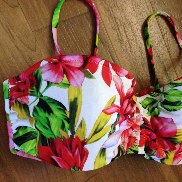 J. Crew Other - J.Crew | Neon Floral Bandeau Bikini Top