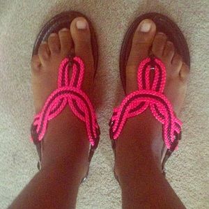Pink and Black Sandals