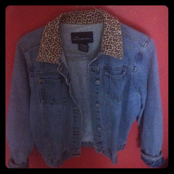 Blue Jean jacket w/ leopard accents
