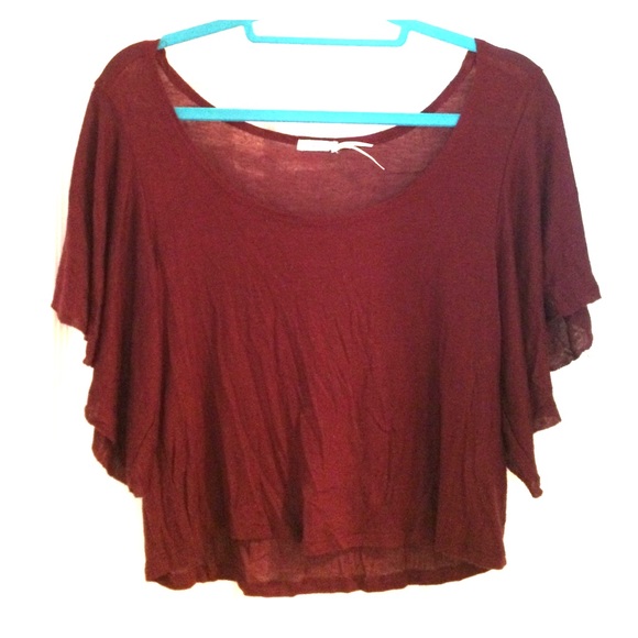 Urban Outfitters Maroon Short Sleeved Crop Top
