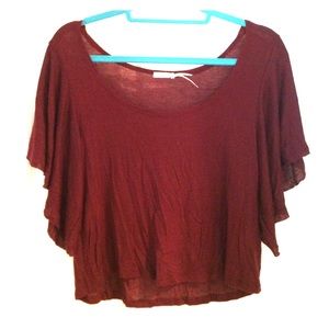 Urban Outfitters Maroon Short Sleeved Crop Top