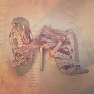 Champagne satin strappy ZigiSoho heels
