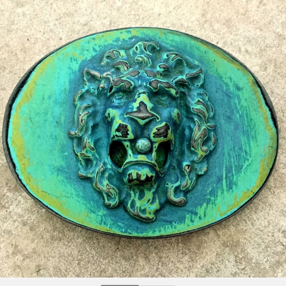 Belt Maison Accessories - Lions Head Patina Belt Buckle handmade NEW