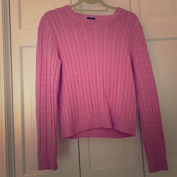 pink cable knit sweater from J. Crew