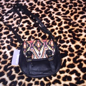 Black cross-body with Aztec print