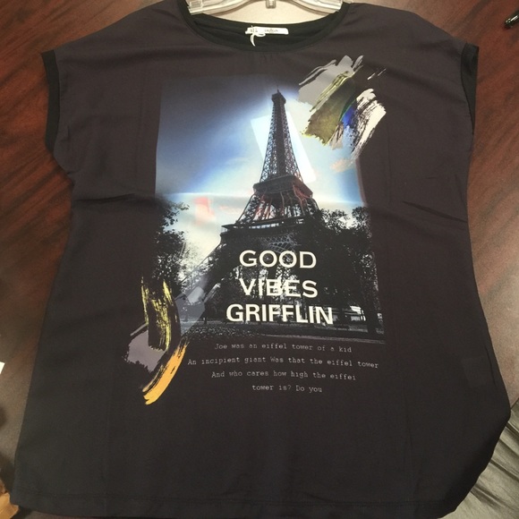 Good vibes griffin Eiffel Tower sleeveless shirt