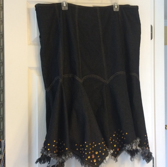 Jewel Embellished Jean Skirt