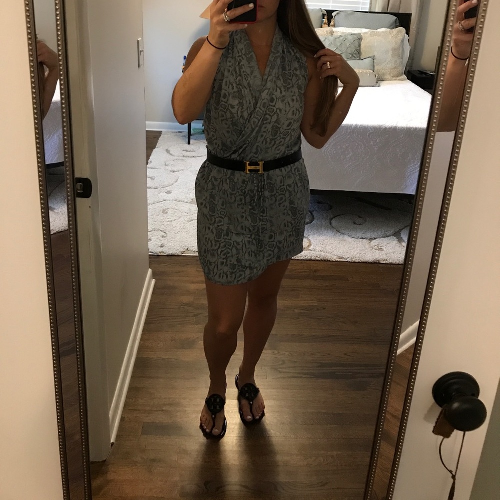 Rachael Roy blue snake print dress
