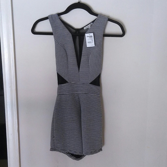 Striped romper with sheer cut-outs NWT
