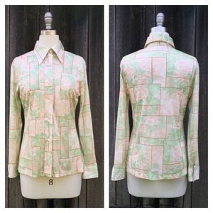 Vintage Novelty Print Button Down Shirt