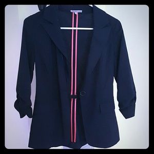 Single-button Navy Blazer 3/4 sleeves