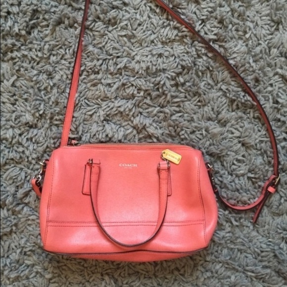 Coach Mini Saffiano in Coral
