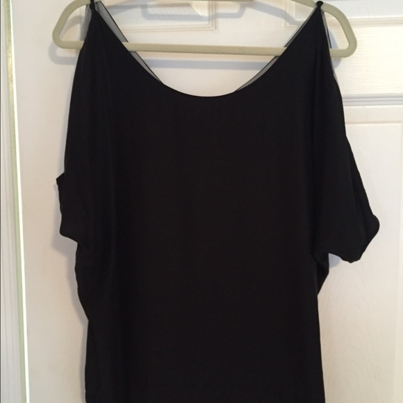 Black silky cut sleeve blouse