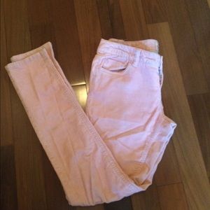 Pastel pink corduroy skinny pants