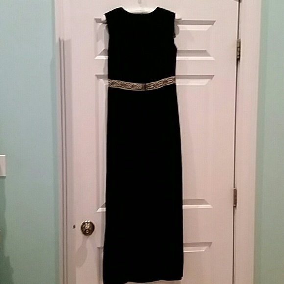 VINTAGE 60'S BLACK VELVET EMPIRE MAXI DRESS - Picture 4 of 4