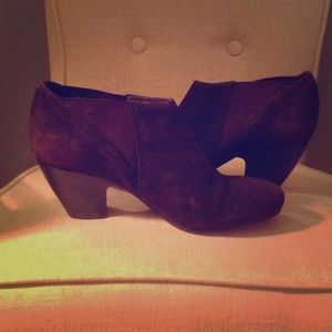 Dark brown suede booties