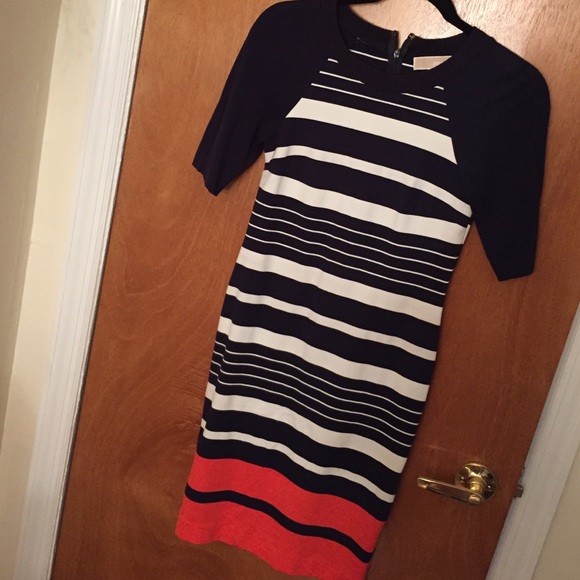 Michael kors blue and white striped dress