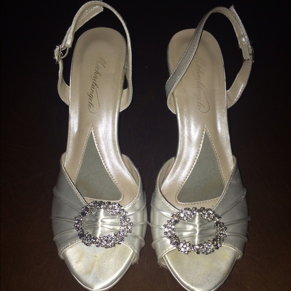 White fancy high heels
