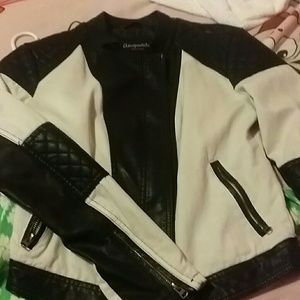 Off white and black leather jacket